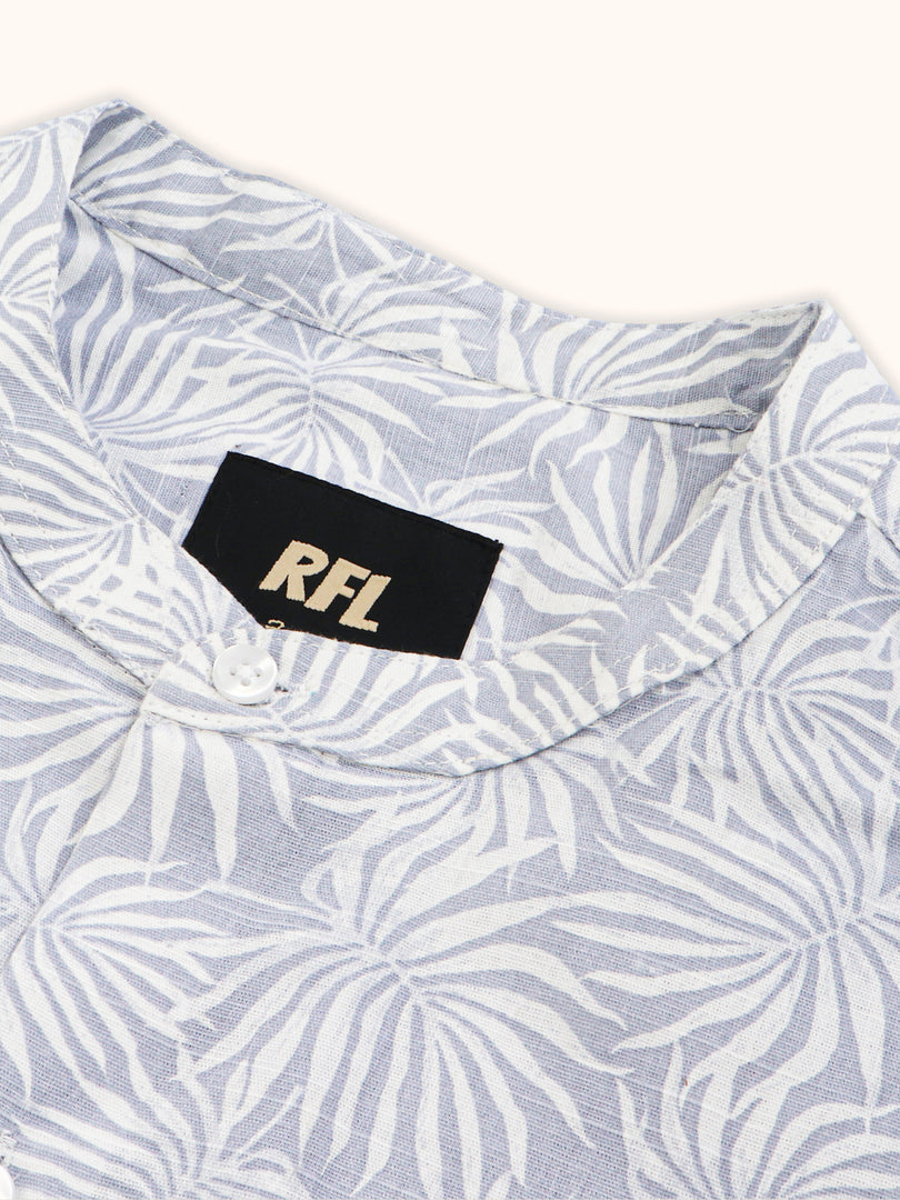Men Smart Fit Floral Print Grey Full Sleeve Shirt