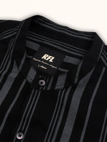 Load image into Gallery viewer, Men Smart Fit Stripped Black Full Sleeve Shirt
