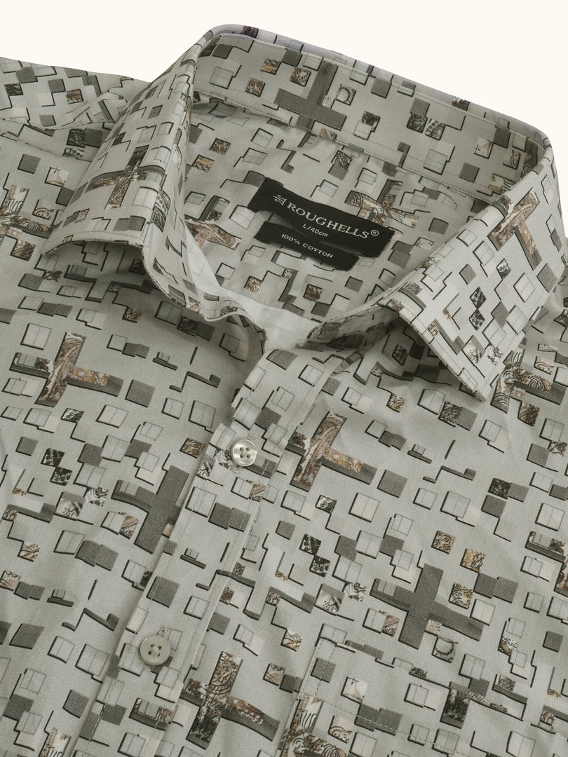 MENS COTTON MULTI COLOR PRINTED SMART FIT FULL SLEEVE FORMAL SHIRT