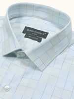 Load image into Gallery viewer, MENS COTTON SKY CHECKERED SMART FIT FULL SLEEVE FORMAL SHIRT
