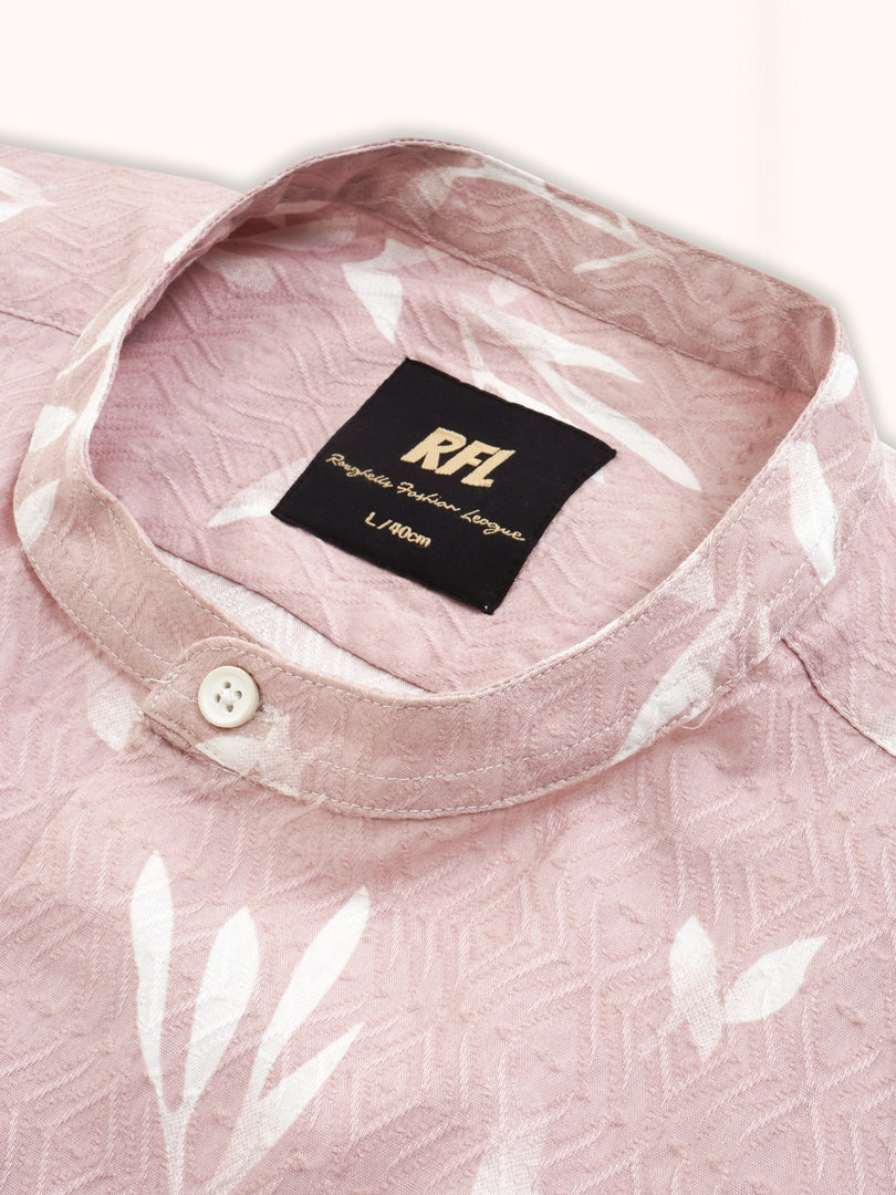 Men Smart Fit Floral Print Pink Full Sleeve Shirt
