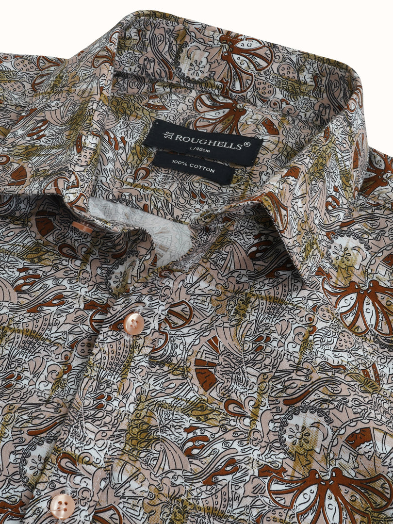 MENS COTTON MULTI COLOR PRINTED SMART FIT FULL SLEEVE FORMAL SHIRT