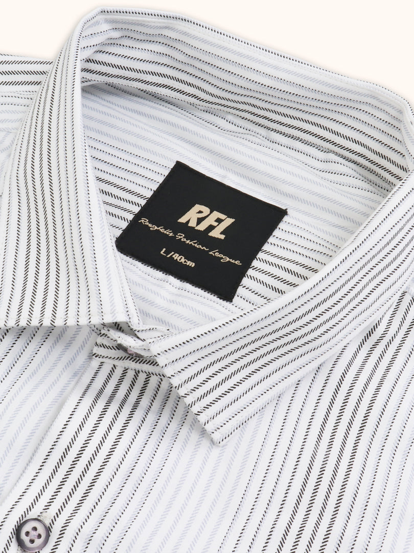Men Smart Fit Stripped White Full Sleeve Shirt