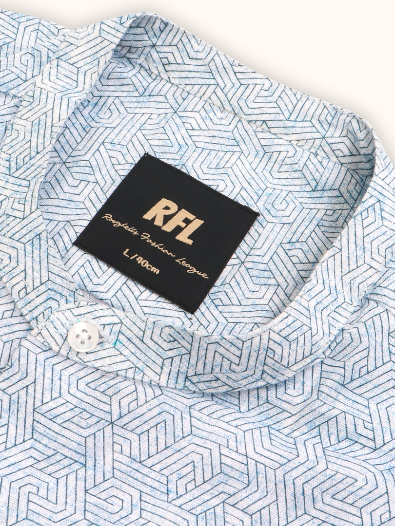 Men Smart Fit Abtract Print Rust Full Sleeve Shirt