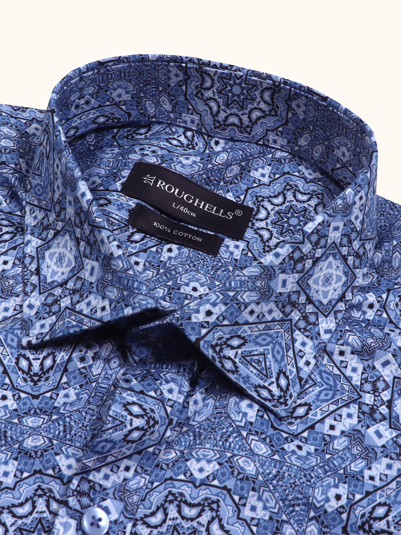 MENS COTTON SKY PRINTED SMART FIT FULL SLEEVE FORMAL SHIRT