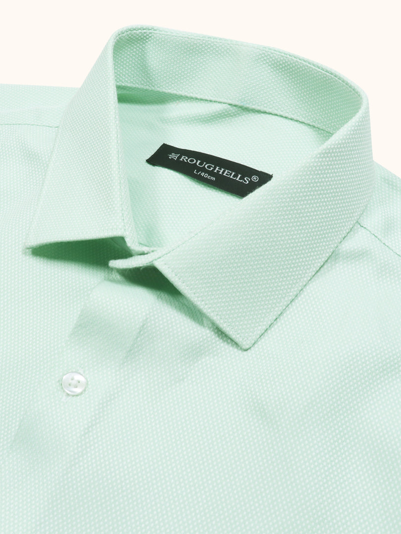 MENS GREEN PLAIN SMART FIT FULL SLEEVE FORMAL SHIRT