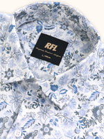 Load image into Gallery viewer, Men Smart Fit Floral Print Blue Full Sleeve Shirt
