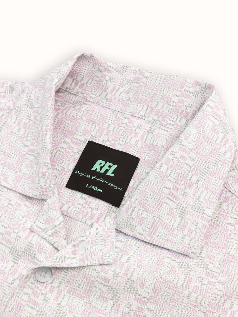 Men Smart Fit Abstract Print Pink Half Sleeve Shirt