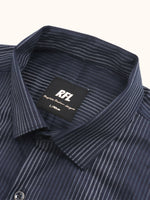 Load image into Gallery viewer, Men Smart Fit Stripped Blue Full Sleeve Shirt
