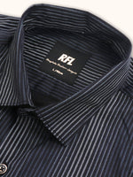 Load image into Gallery viewer, Men Smart Fit Stripped Black Full Sleeve Shirt
