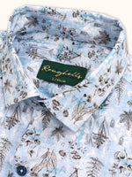 Load image into Gallery viewer, Men Smart Fit Floral Print Sky Full Sleeves Shirt
