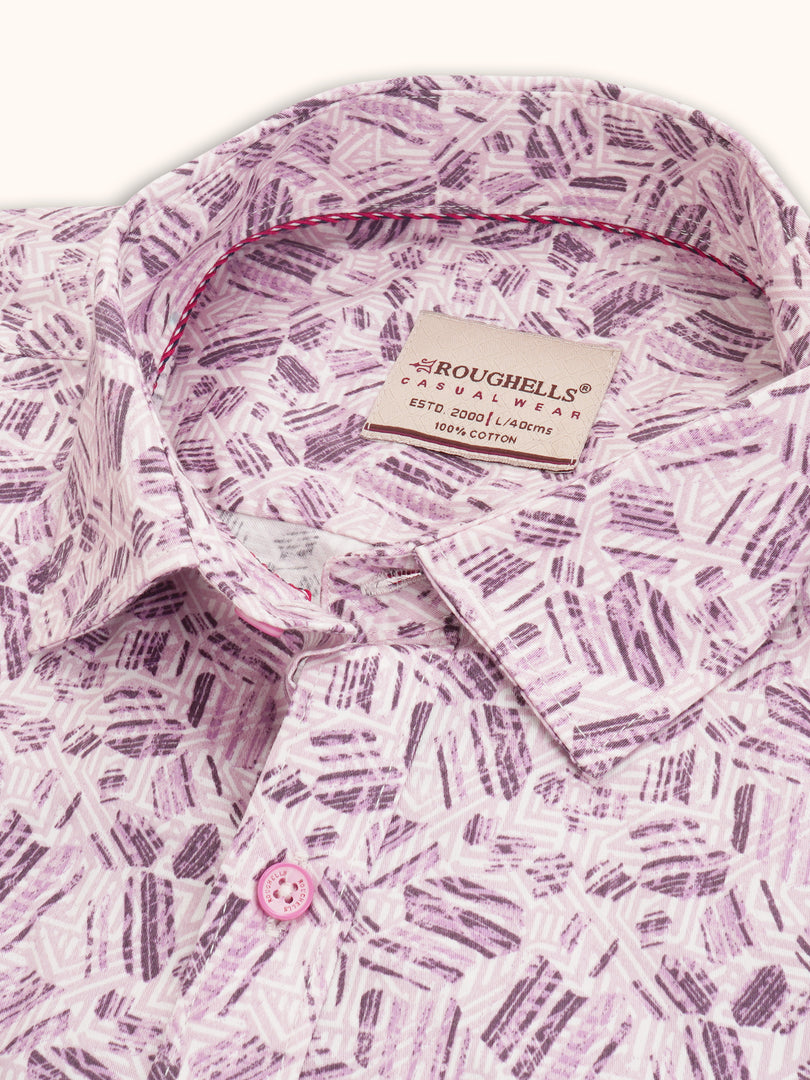 MENS COTTON PINK PRINTED SLIM FIT FULL SLEEVE CASUAL SHIRT