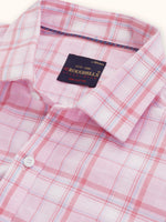 Load image into Gallery viewer, MENS COTTON PINK CHECKERED SLIM FIT FULL SLEEVE CASUAL SHIRT
