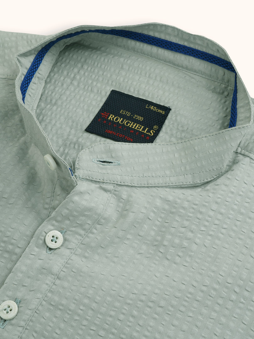 MENS POPCORN GREY PLAIN SLIM FIT SHORT KURTA