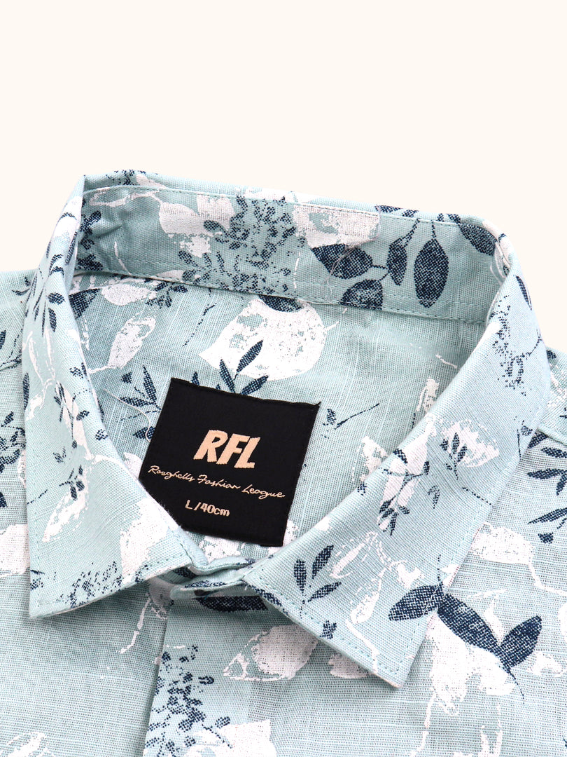 Men Smart Fit Floral Print Green Full Sleeve Shirt
