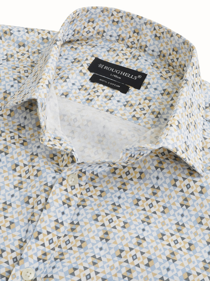 MENS COTTON MULTI COLOR PRINTED SMART FIT FULL SLEEVE FORMAL SHIRT