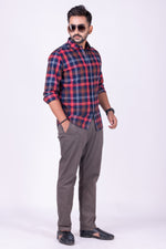 Load image into Gallery viewer, MENS COTTON RED CHECKERED SLIM FIT FULL SLEEVE CASUAL SHIRT
