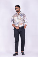 Load image into Gallery viewer, MENS CRACKER PRINTED SLIM FIT FULL SLEEVE CASUAL SHIRT
