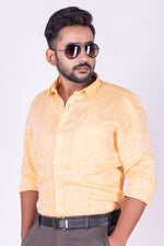 Load image into Gallery viewer, MENS LINEN ORANGE PLAIN SLIM FIT FULL SLEEVE CASUAL SHIRT
