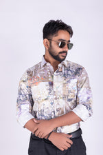 Load image into Gallery viewer, MENS CRACKER PRINTED SLIM FIT FULL SLEEVE CASUAL SHIRT
