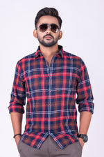 Load image into Gallery viewer, MENS COTTON RED CHECKERED SLIM FIT FULL SLEEVE CASUAL SHIRT
