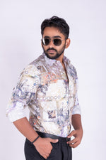 Load image into Gallery viewer, MENS CRACKER PRINTED SLIM FIT FULL SLEEVE CASUAL SHIRT
