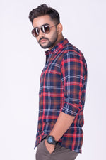 Load image into Gallery viewer, MENS COTTON RED CHECKERED SLIM FIT FULL SLEEVE CASUAL SHIRT
