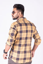 Load image into Gallery viewer, MENS COTTON YELLOW CHECKERED SLIM FIT FULL SLEEVE CASUAL SHIRT
