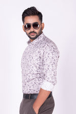 Load image into Gallery viewer, MENS COTTON BEIGE PRINTED SLIM FIT FULL SLEEVE CASUAL SHIRT
