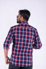 Load image into Gallery viewer, MENS COTTON BLUE CHECKERED SLIM FIT FULL SLEEVE CASUAL SHIRT
