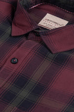 Load image into Gallery viewer, MENS COTTON MAROON CHECKERED SLIM FIT FULL SLEEVE CASUAL SHIRT
