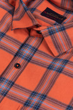 Load image into Gallery viewer, MENS COTTON ORANGE CHECKERED SLIM FIT FULL SLEEVE CASUAL SHIRT
