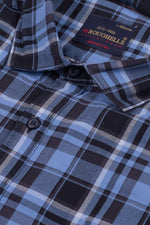 Load image into Gallery viewer, MENS COTTON BLUE CHECKERED SLIM FIT FULL SLEEVE CASUAL SHIRT
